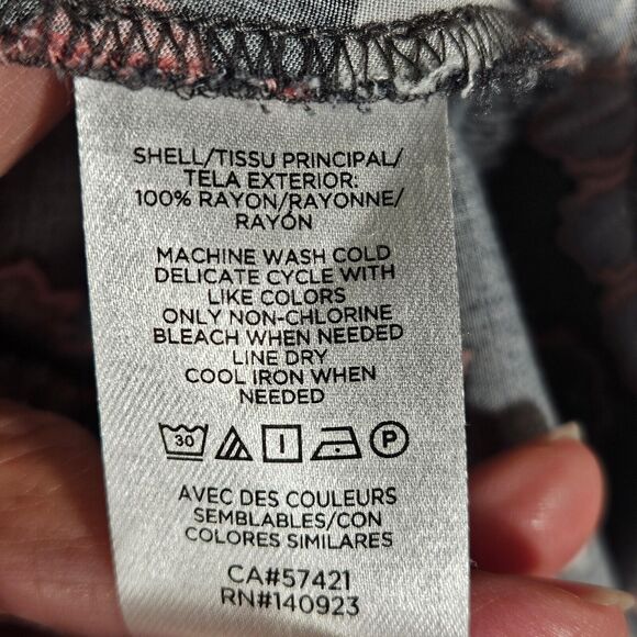 LOFT Petite Midi Dress Womens 10P Gray Floral A Line Button Up Cap Sleeve Casual - Picture 12 of 14